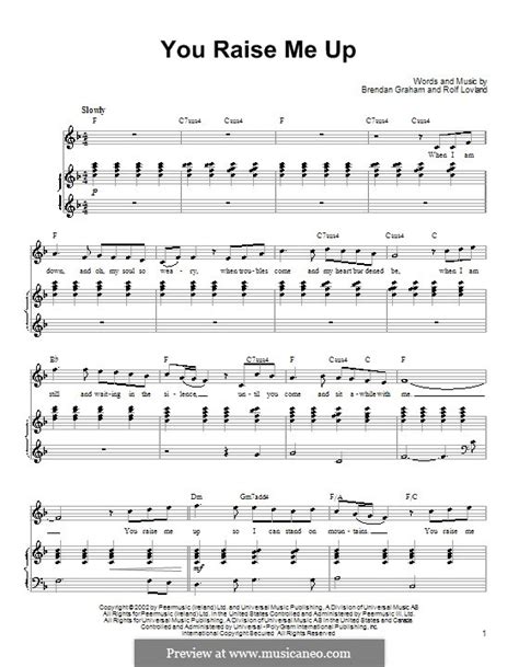 You Raise Me Up By B Graham R Løvland Sheet Music On Musicaneo