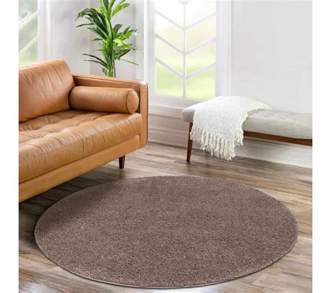 Tapis À Poils Longs Rond Softy Mocca 160x160cm Tapis salon et chambre BUT