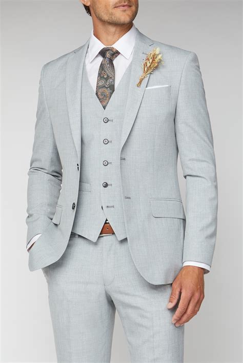 Occasions Light Grey Textured Tailored Fit Suit Suit Direct