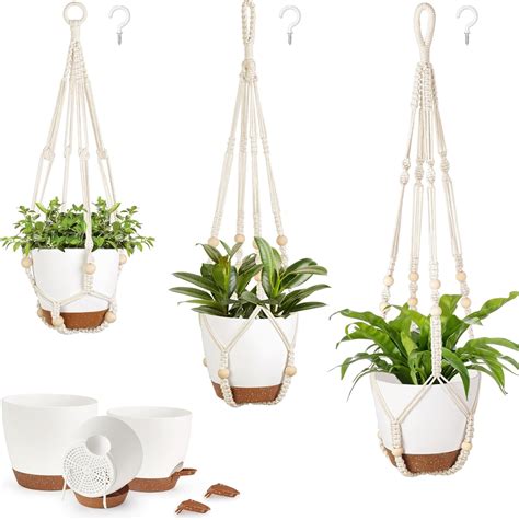 Amazon Mkono Inch Ceramic Double Hanging Planter Tier Round