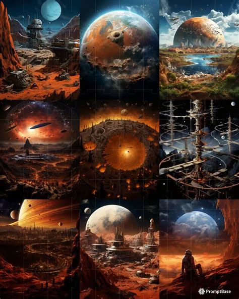 Science Fiction Space Paintings Wallpapers Midjourney Prompt | PromptBase