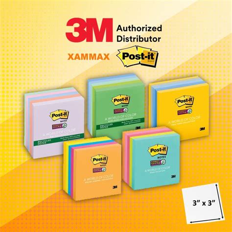 3m Post It Super Sticky Note Cube 5 Colour Collection 3x3 90s X 5