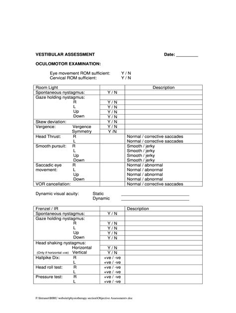 Physiotherapy Subjective Assessment Template Fill Out Sign Online