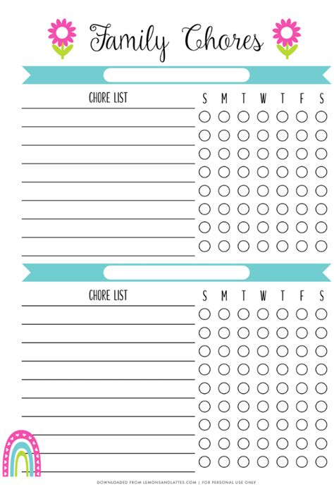 Family Chore Chart Template