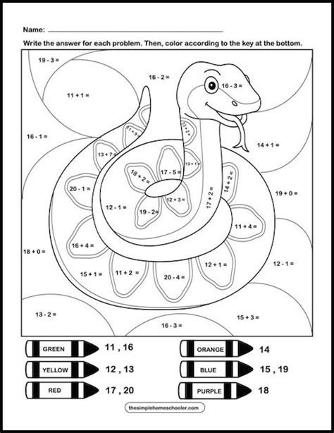 10 Free Mixed Addition And Subtraction Color By Number Worksheets The Simple Homeschooler