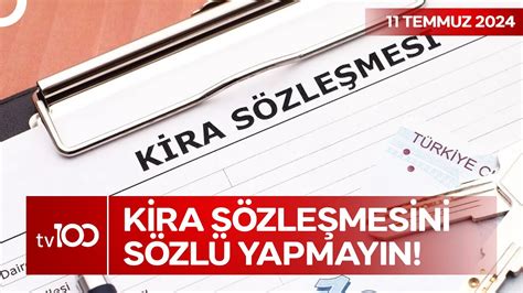 Kira Sözleşmesi Yaparken Nelere Dikkat Edilmeli TV100 Ana Haber