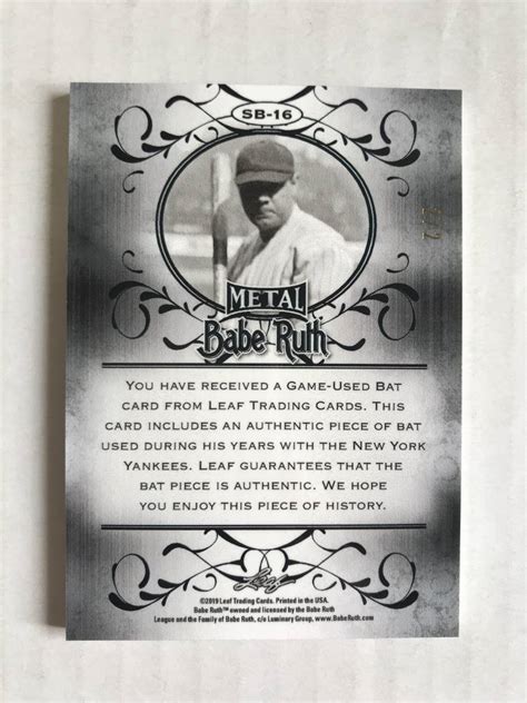 Yahoo オークション BABE RUTH Leaf Matal ゲームユーズド バッ
