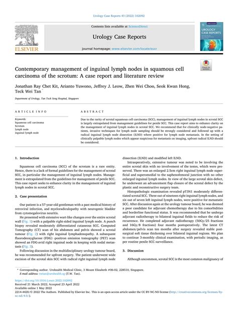 Pdf Contemporary Management Of Inguinal Lymph Nodes In Squamous Cell Carcinoma Of The Scrotum