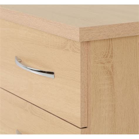 Seconique Nevada 3 Drawer Sonoma Oak Effect Bedside Table Wilko