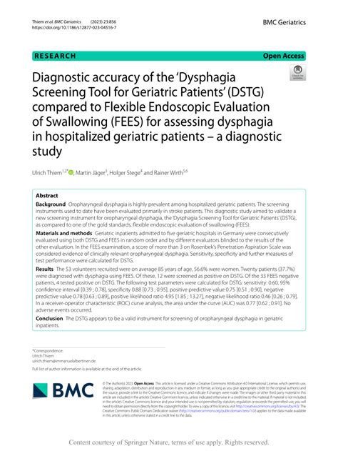 Pdf Diagnostic Accuracy Of The ‘dysphagia Screening Tool For