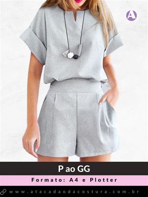 Molde De Conjunto Blusa E Short Em Alfaiataria Em Pdf Atacad O Da