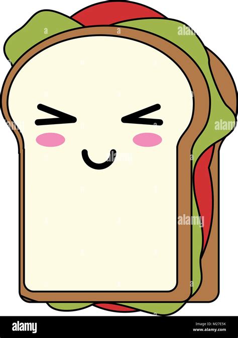 Delicious Sandwich Food Cute Kawaii Cartoon Stock Vector Image And Art