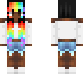 Cute Summer eGirl w/ Rainbow Dyed Hair | Minecraft Skin