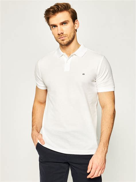 Calvin Klein Polo Refined Pique Chest Logo K10k02964 Bianco Slim Fit