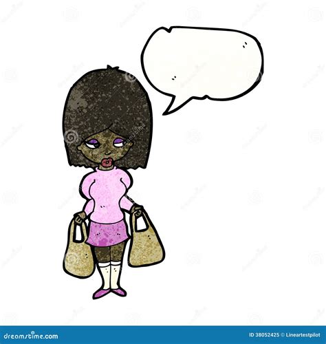 Cartoon Woman With Speech Bubble Stock Vector Illustration Of Hand