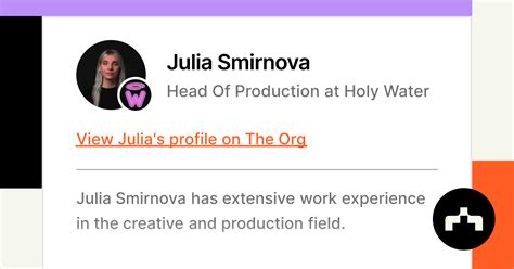 Julia Smirnova - Head Of Production at Holy Water | The Org