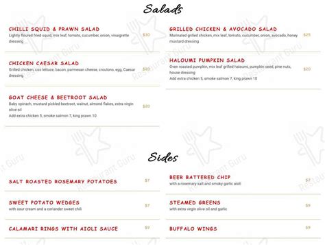 Menu At Atlantis Bar Dining North Ryde