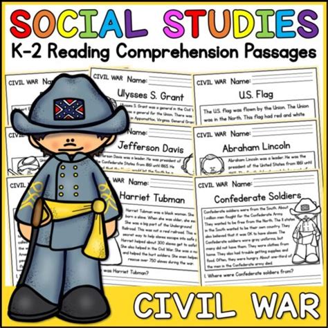 Civil War Social Studies Reading Comprehension Passages K 2 Made By