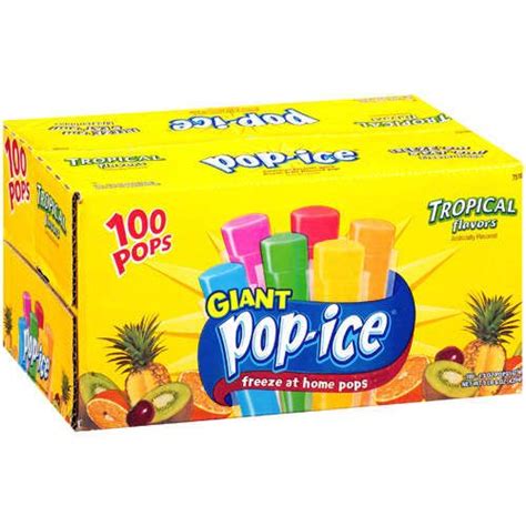 Pop Ice Tropical Flavors Giant Freeze Pops 15 Oz 100 Count