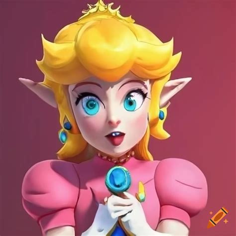 Link As Princess Peach Applying Makeup In Stunning Artwork On Craiyon