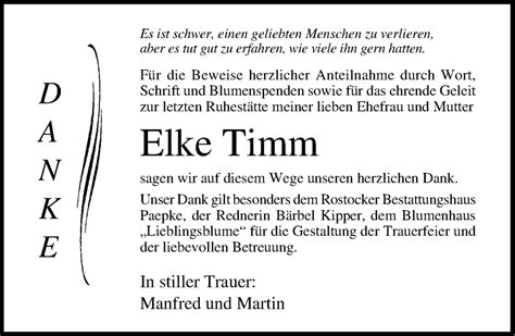 Traueranzeigen Von Elke Timm Trauer Anzeigen De