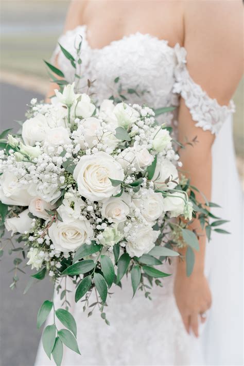 White Rose With Greenery Bridal Bouquet Wedding Bouquets Bride Bride