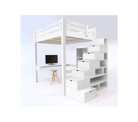 Lit Mezzanine Alpage Bois Escalier Cube Hauteur R Glable Couleur