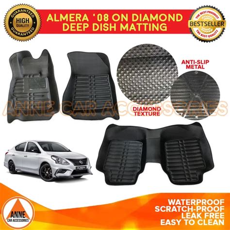 5D TPE Deep Dish For Nissan Almera 2012 2021 Black Carbon Fiber