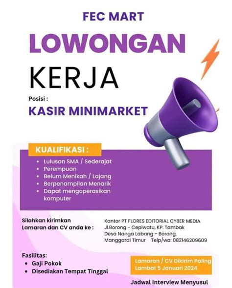 LOWONGAN KASIR MINIMARKET FEC MART PENEMPATAN MANGGARAI TIMUR NTT