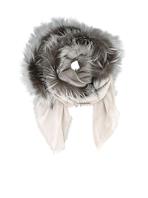 Sale Fendi Beige Wool And Silk Scarf In Stock