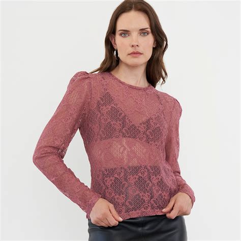 Ripley POLERA MUJER TEXTURA MANGA LARGA POLIÉSTER RECICLADO PALO ROSA