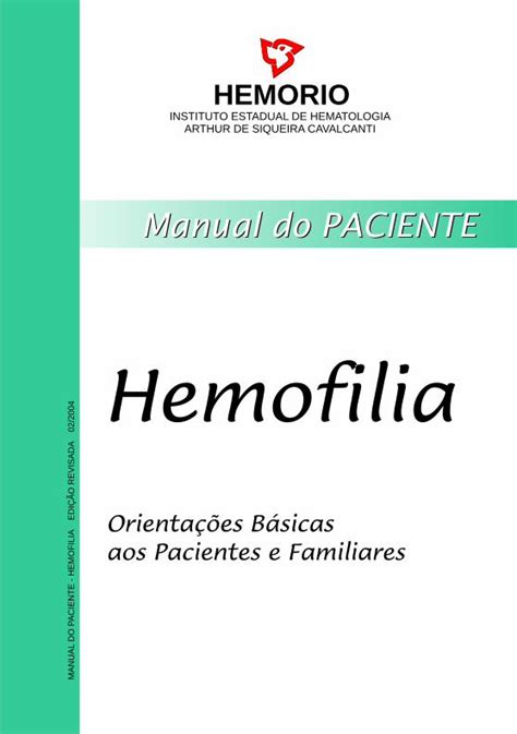 Pdf Hemorio A Hemofilia Uma Altera O Heredit Ria No Sangue