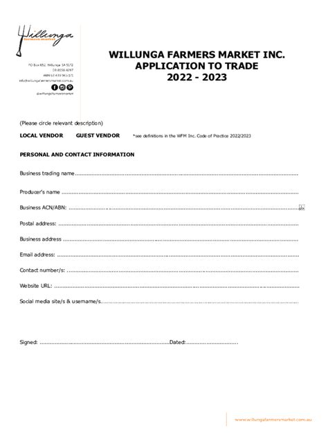 Fillable Online Forward Farmers Market Vendor Rules And Regulations Fax