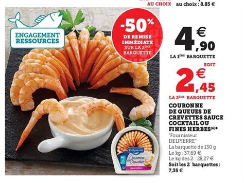 Promo Couronne De Queues De Crevettes Sauce Cocktail Ou Fines Herbes