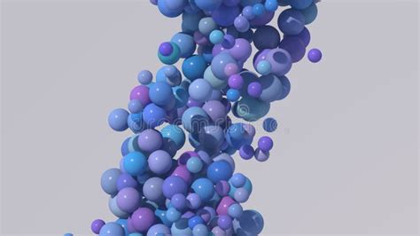 Group Of Blue Balls Rolling Abstract Animation 3d Render Stock