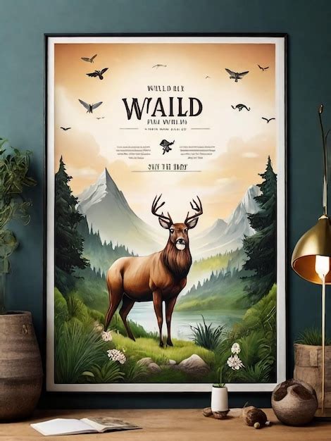 Premium Photo Wild Life In Nature Vector Brochure Card Animals