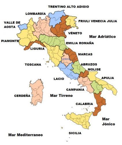 Mapa De Italia Con Nombres Denna Charmain