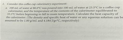 Solved Consider This Coffee Cup Calorimetry