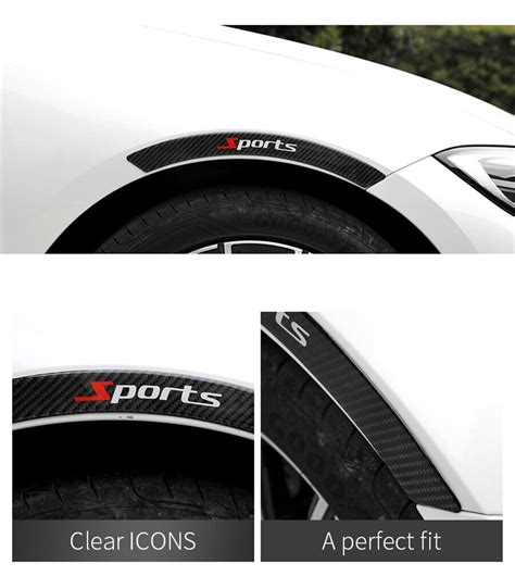 Pcs Car Fender Flares Protector Wheel Eyebrow Arch Trim Lips Carbon