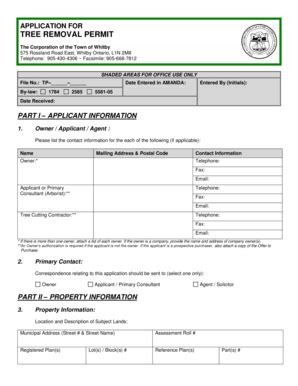 Fillable Online Application Tree Removal Permit Town Of Whitby Fax