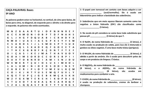 Passatempos em Ciências e Meio Ambiente CAÇA PALAVRAS Bases 9º ano