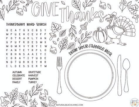 Printable Thanksgiving Placemats and Thankful Activities - Natural Beach Living