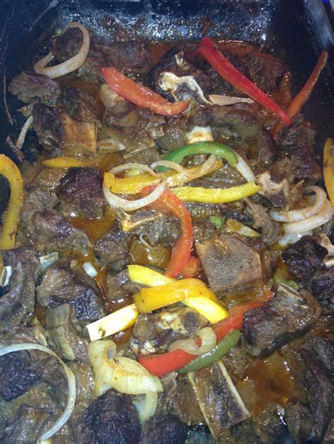 Cabrit Haitian Braised Goat My Moms Version Here Is Nice And Spicy And Tender Slow Cooked