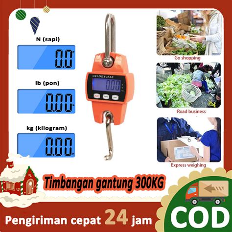 Jual MINI Timbangan Gantung Elektronik 300 KG Besi Timbangan Digital