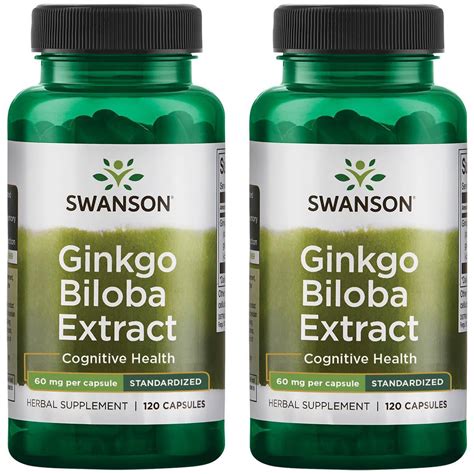 Swanson Ginkgo Biloba Extract Standardized 60 Mg 120 Caps 2 Pack