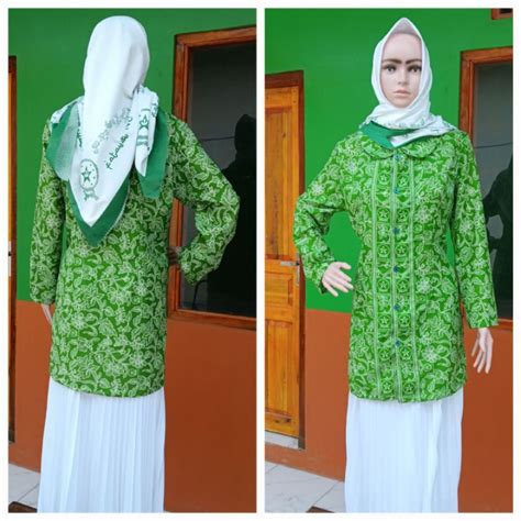 Jual Blouse Atasan Seragam Fatayat Nu Batik Fatayat Nu Tanpa Kerah