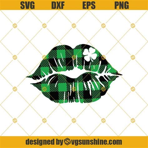 Lips With Clover Svg St Patricks Day Svg Lips Svg Shamrock Svg