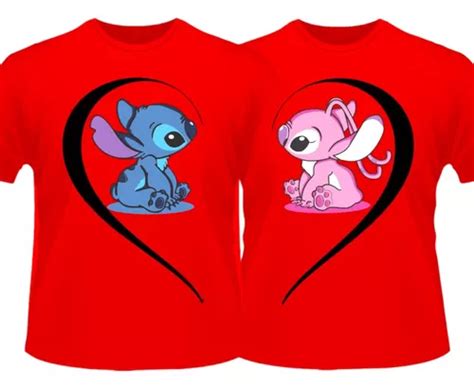 Playeras Parejas Novios D O Amor Stitch Y Ngel Personaliza Meses Sin