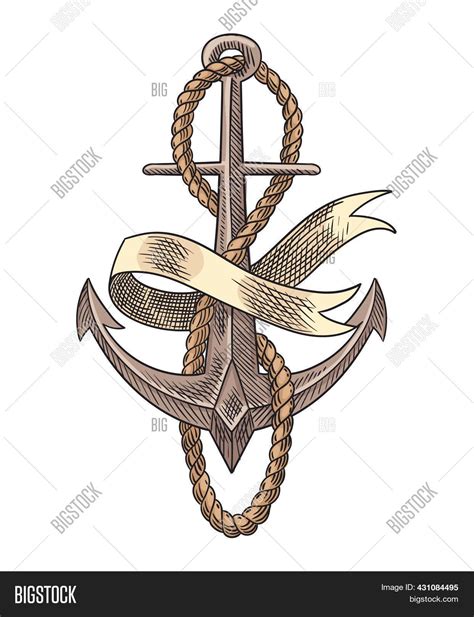 Anchor Rope Sketch Image And Photo Free Trial Bigstock