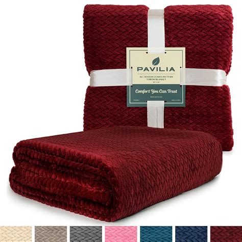 Pavilia Luxury Soft Plush Wine Red Throw Blanket For Sofa Couch